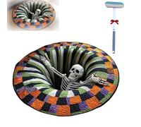 Genérico Halloween 3D Rug - Halloween Optical Illusion Rugs, Ghost Skeleton Pumpkin Patterns, Decorative Rug with Depth Pattern Theme, Halloween's Area Rugs for Living Room (31.49 * 31.49IN)