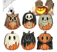 Generico Halloween 6er Set Holz Vintage Kür eist Eule Herbstdeko