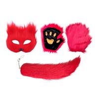 Genérico Halloween Animal Masque - Dress Up Face Cover with Tail Gloves | Fun Costume Accessories for Kids Adults, Party Photo Booth Props, Cosplay Masquerade Outfit for Halloween Night Festivals