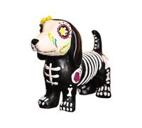 Genérico Halloween Animal Statue, Skeleton Dog Cat Figurine, Resin Table Centerpiece, Indoor Outdoor Room Decoration for Porch, Patio, Yard, Bookshelf and Party Displays, Multicolor