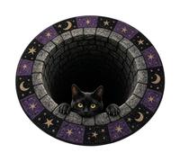 Genérico Halloween Area Rug, Round Black Cat Eyeballs Holiday Carpet Decor