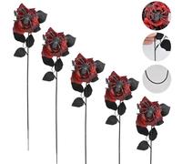 Genérico Halloween Artificial Red Roses, with Realistic Spider Decorations with Realistic Spider Decorations for Haunted House Party Living Room and Garden Atmosphere Lightweight and Odorless (5,Red)