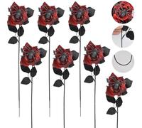 Genérico Halloween Artificial Red Roses, with Realistic Spider Decorations with Realistic Spider Decorations for Haunted House Party Living Room and Garden Atmosphere Lightweight and Odorless (7,Red)