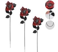 Genérico Halloween Artificial Red Roses, with Realistic Spider Decorations with Realistic Spider Decorations for Haunted House Party Living Room and Garden Atmosphere Lightweight and Odorless (3,Red)