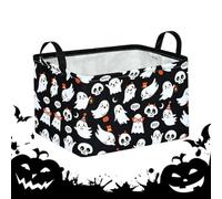 Genérico Halloween Baskets for Adults - Large Foldable Spooky Storage Box | Large Capacity Bat & Ghost Halloween Storage Basket With Handles, Foldable Laundry Bin & Snack Holder For Bedroom