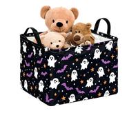 Genérico Halloween Baskets for Adults - Large Foldable Spooky Storage Box | Large Capacity Bat & Ghost Halloween Storage Basket With Handles, Foldable Laundry Bin & Snack Holder For Bedroom