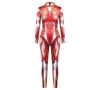 Genérico Halloween Bodysuit Women - Funny Halloween Cosplay Costume | Women's Muscle-patterned Print Jumpsuit For Stage Performances For Themed Parties Photo Shoots Stage Performances Festive