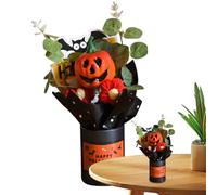 Genérico Halloween Bouquet, Artificial Fall Flowers, Pumpkin Floral Centerpiece, Eucalyptus Leaves for Indoor Table Mantel Decor, Party Decoration Halloween Display, 9.06x2.56 Inches