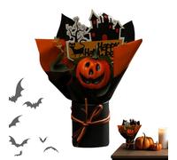 Genérico Halloween Bouquet, Pumpkin Bunch with Artificial Fall Flowers, 5.91x2.36x8.66 Inches Faux Floral Arrangement for Haunted House Party, Autumn Decor and Home Seasonal Displays