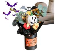 Genérico Halloween Bouquet, Table Centerpiece with Pumpkin and Faux Flowers, Artificial Floral Arrangement with Eucalyptus Leaves, Perfect for Indoor Mantel Displays, and Halloween Atmosphere