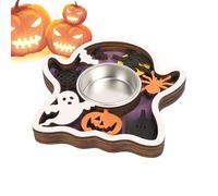 Generico Halloween Candle Holder, Candlestick Pumpkin Ghost Decor, 4.13x4.13 Inches Wooden Table Centerpieces, Seasonal Charm, Halloween Decorations for Home Party Living Room Bedroom Farmhouse
