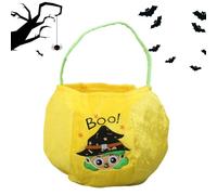 Genérico Halloween Candy Bucket, Embroidered Trick-Or-Treat Bag, Soft Fabric Handle Tote, Reusable Lightweight Design, Perfect for Kids Cosplay Family Outdoor Night Festivities, Material Velvet