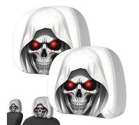 Genérico Halloween Car Headrest Covers Set - Polyester Universal Stretch Skull Print Design Pair Pack - Funny Horror Vehicle Interior Decoration Accessories - Fits Most Cars For Seasonal Style