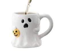 Generico Halloween Coffee Mug, Ghost Face Cup, Cute Ceramic, 400 ml Adorable and Sturdy Spooky Gothic Bottle for Kids, Adults, Tea, Drinks, Cafe, Juices, Fall, Kitchen, White Color