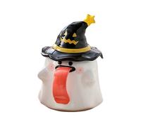 Genérico Halloween Coffee Mug - Ghost Shape Cup | Cute Tea Mug With Lid | 450ml Ceramic Cup For Juice, Wine, Beer, Tea Or Coffee - Spooky Drinkware For Movie Nights, Teachers, Parties, Living Room