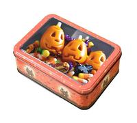 Genérico Halloween Cookie Tin Box - Metal Candy Storage Container | Holder for Autumn Treats | Portable Snack Tins | Halloweeen Party Favour Boxes | Sturdy Tinplate Gift Boxs Sweets