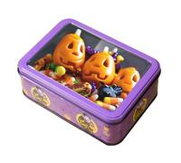 Genérico Halloween Cookie Tin Box - Metal Candy Storage Container | Holder for Autumn Treats | Portable Snack Tins | Halloweeen Party Favour Boxes | Sturdy Tinplate Gift Boxs Sweets