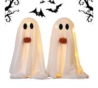 Genérico Halloween Decorations Ghost, Lighted Party Table Decor with LED Glow, 2-Piece Indoor Outdoor Ornament for Yard Garden Kitchen Fireplace Lawn Bookshelf Event Setup