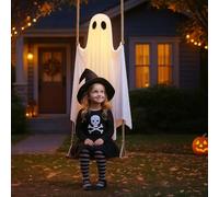Genérico Halloween Decorations Outdoor, Hanging Swing Ghost, 5ft Large Swinging Ghost Outdoor Decor, with Remote Control Lights, for Porch, Yard & Tree (Load-Bearing)