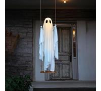 Genérico Halloween Decorations Outdoor, Hanging Swing Ghost, 5ft Large Swinging Ghost Outdoor Decor, with Remote Control Lights, for Porch, Yard & Tree (Not Load-Bearing)