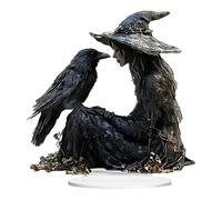 Genérico Halloween Desk Decor, 2D Acrylic Tabletop Sign, Gothic Witch, Crow Design, Lightweight Spooky Ornament for Dorm, Nightstand, Studio, Shelf, Bathroom, Car, Home, or Kitchen Display
