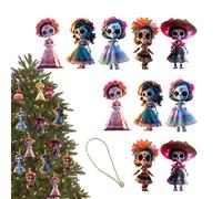 Genérico Halloween Dolls, 10 Pieces Halloween Ornaments for Tree, 2D Acrylic Punk Gothic Ghost Decor with 16 Ft Rope for Staircase, Bedroom, Home, Workplace, Window, Porch, Fireplace, 8x4x0.3cm