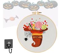 Genérico Halloween Embroidery Kit, Halloween Pumpkin Embroidery Kit, Comes with Complete Embroiderys Process Instructions Diagram, Need to Make It Yourself, for Halloweens home decoration (COLOR-C)