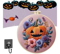 Genérico Halloween Embroidery Kit, Halloween Pumpkin Embroidery Kit, Comes with Complete Embroiderys Process Instructions Diagram, Need to Make It Yourself, for Halloweens home decoration (COLOR-I)