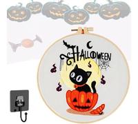 Genérico Halloween Embroidery Kit, Halloween Pumpkin Embroidery Kit, Comes with Complete Embroiderys Process Instructions Diagram, Need to Make It Yourself, for Halloweens home decoration (COLOR-B)