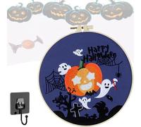 Genérico Halloween Embroidery Kit, Halloween Pumpkin Embroidery Kit, Comes with Complete Embroiderys Process Instructions Diagram, Need to Make It Yourself, for Halloweens home decoration (COLOR-E)