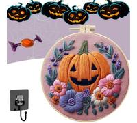 Genérico Halloween Embroidery Kit, Halloween Pumpkin Embroidery Kit, Comes with Complete Embroiderys Process Instructions Diagram, Need to Make It Yourself, for Halloweens home decoration (COLOR-G)