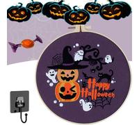 Genérico Halloween Embroidery Kit, Halloween Pumpkin Embroidery Kit, Comes with Complete Embroiderys Process Instructions Diagram, Need to Make It Yourself, for Halloweens home decoration (COLOR-F)