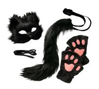 Genérico Halloween Face Cover, Furry Animal Half Masque, With Costume Tail And Gloves, Suitable To Complete Party Looks, Cosplay cover Set For Dress Up Use, Kids, Adults, Carnival, Fun Accessories