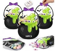 Genérico Halloween Favor Bags Transparent Pumpkin Sealed Pouches with Handles Resealable Scary Holiday Plasti, for Holiday Party Candy Gift Supplies Decoration, Halloween Candy Treat Bags (#B,10PCS)