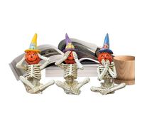 Genérico Halloween Figurines - Spooky Desktop Skeleton and Pumpkin Resin Sculpture Set, Horror Tabletop Ornament with See Hear Speak No Evil Theme, Eerie Decoration for Living Room Haunted 3 Inches