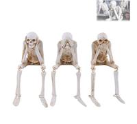 Genérico Halloween Fireplace Simulation Skull Combination, Horror Skeleton Statues Resin Decor, See Speak Hear No Evil Skeleton Statues- for Home House Halloweens Party (3PCS)