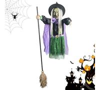 Generico Halloween Flying Witch Decor, Hovering Witch Decorations with Spooky Sound, Scary Props for Yard Tree Lawn Garden, Indoor Outdoor Porch Home Horror Party Display, 66.92 Inches