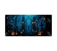 Genérico Halloween Garage Door Banner | Cemetery Gate Banner,13×6ft Decorative Mural Backdrop Cover for Outdoor Holiday Home Wall Photography Halloween