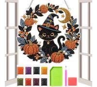 Genérico Halloween Gem Painting Kit, Cat Ghost Diamond Art Decor