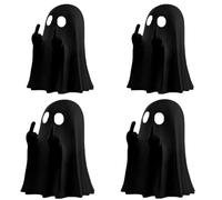 Genérico Halloween Ghost Figurine, Rude Ghost Ornaments, Middle Finger Ghos, 2025 New Spooky & Cute Resin Ghost Statue, Funny Ghost Ornaments, Indoor Home Office Desk Decor (Black,4pcs)