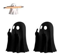 Genérico Halloween Ghost Figurine, Rude Ghost Ornaments, Middle Finger Ghos, 2025 New Spooky & Cute Resin Ghost Statue, Funny Ghost Ornaments, Indoor Home Office Desk Decor (Black,2pcs)