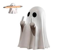 Genérico Halloween Ghost Figurine, Rude Ghost Ornaments, Middle Finger Ghos, 2025 New Spooky & Cute Resin Ghost Statue, Funny Ghost Ornaments, Indoor Home Office Desk Decor (White,1pcs)