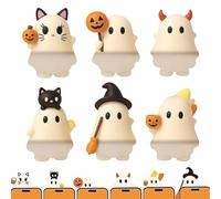 Genérico Halloween Ghostees Mystery Phone Buddy, Ghost Phone Charm, Stick-On Halloween Ghost & Pumpkin Phones Topper, Cute Cling Decoration for Mobile Phones (6 Pcs)