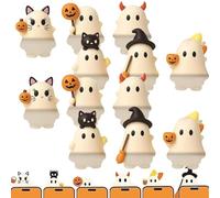 Genérico Halloween Ghostees Mystery Phone Buddy, Ghost Phone Charm, Stick-On Halloween Ghost & Pumpkin Phones Topper, Cute Cling Decoration for Mobile Phones (12 Pcs)