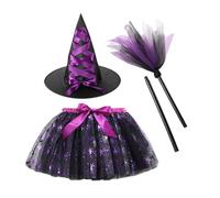 Generico Halloween Girl Skirt, Kids Witch Costume Dress Set with Hat and Tulle Layers, Breathable Party Outfit for Dress-Up Events, Cosplay, Princess, Easter, Photoshoots, Holiday Celebrations