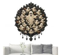 Genérico Halloween Gothic Skull Ghost Bat Metal Artwork Wall Decor
