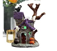 Genérico Halloween Haunted House, Glowing Resin Statue, Spooky Village Ornament, Ghostly Horror Theme, LED Light Feature, for Kitchen Tabletop, Bedroom Shelf, Fireplace Mantel, Garage Décor Display