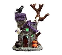 Genérico Halloween Haunted House, Glowing Resin Village Statue, 4.92x3.54in Spooky Table Ornament, Ghost Horror Design, Battery Operated Light Feature for Bedroom, Kitchen, Garage, Fireplace Decor