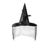 Genérico Halloween-Hexenhut | Sombreros brujos de 16.34 pulgadas para mujeres | Satin Hexenhut Cosplay Hats Ancho Break Half Creeem Feder de Diseño para Show Ball Theatre Piece Piece