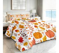 Genérico Halloween Hojas De Otoño Calabazas Edredón Nórdico Relleno Nórdico para Cama, Transpirable Ideal para Todas Las Estaciones, Confort Térmico Superior, Color Naranja, 155 x 220 cm